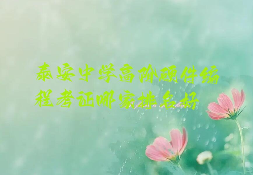 十大泰安中学高阶硬件编程考证哪家排名好排行榜