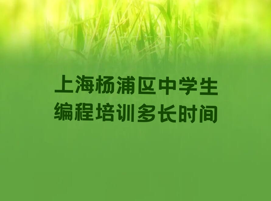 十大上海杨浦区中学生编程培训多长时间排行榜