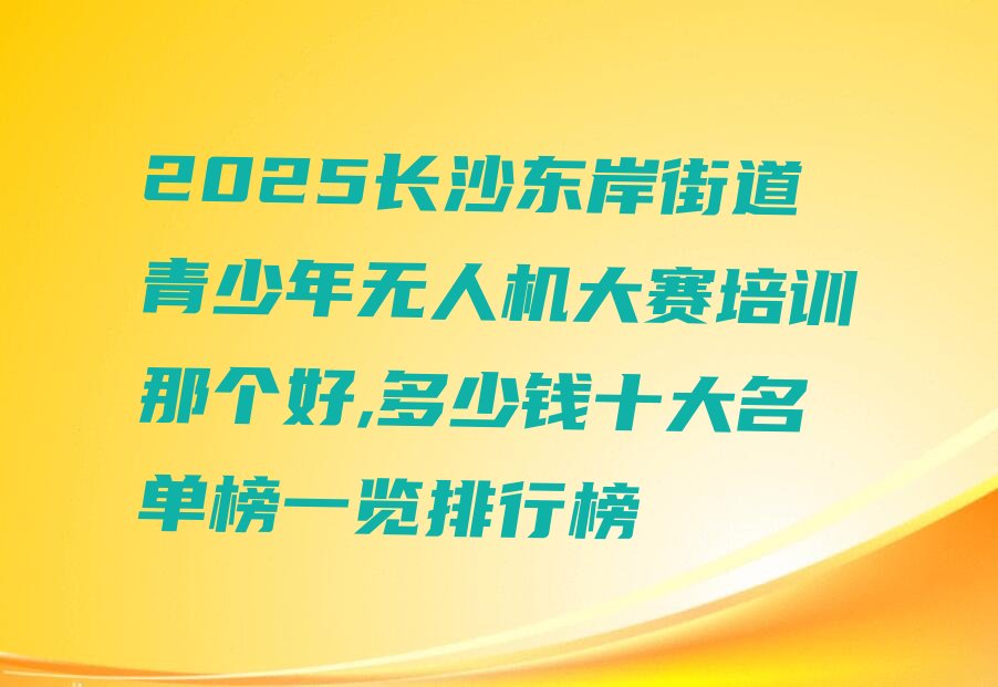 长沙芙蓉区东岸街道青少年无人机大赛培训学校