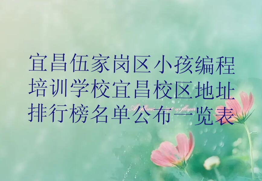 宜昌伍家岗区少儿编程培训