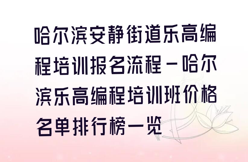 哈尔滨道里区安静街道乐高编程培训学校