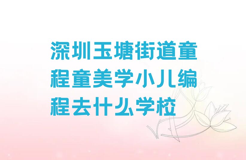 十大深圳玉塘街道童程童美学小儿编程去什么学校排行榜