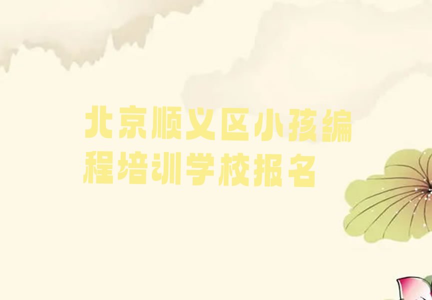 十大北京顺义区小孩编程培训学校报名排行榜