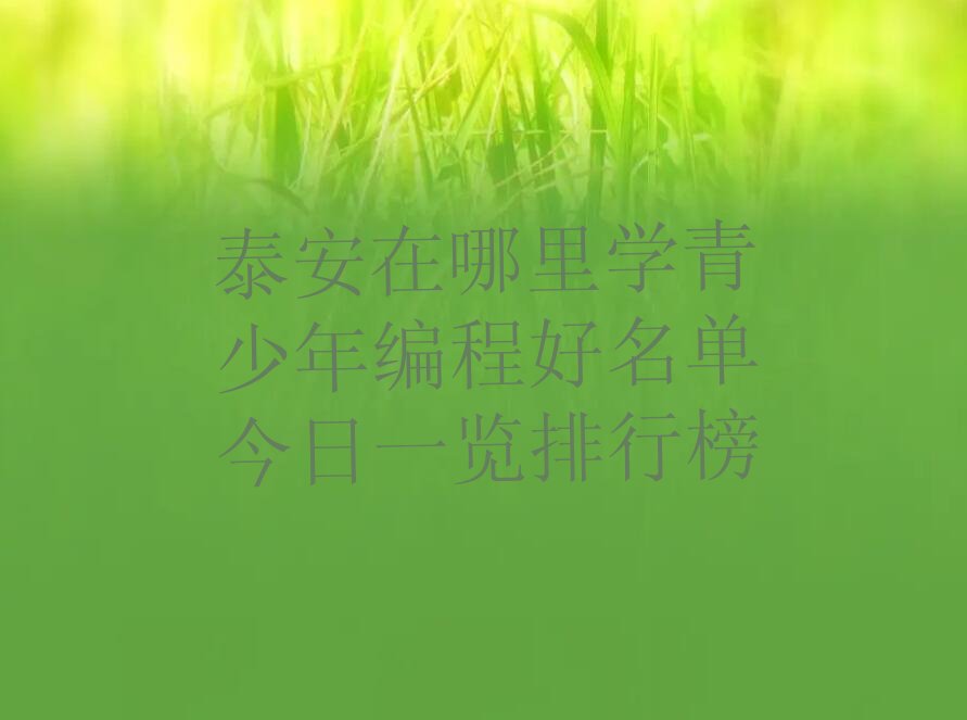 十大泰安在哪里学青少年编程好名单今日一览排行榜排行榜