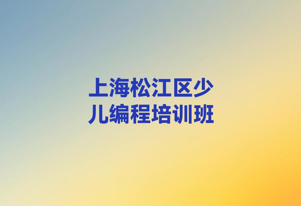 上海松江区少儿编程培训班