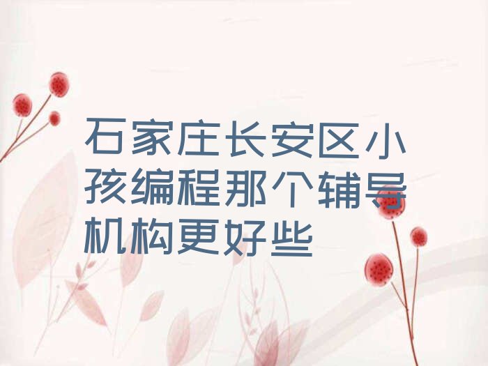石家庄少儿编程培训学校