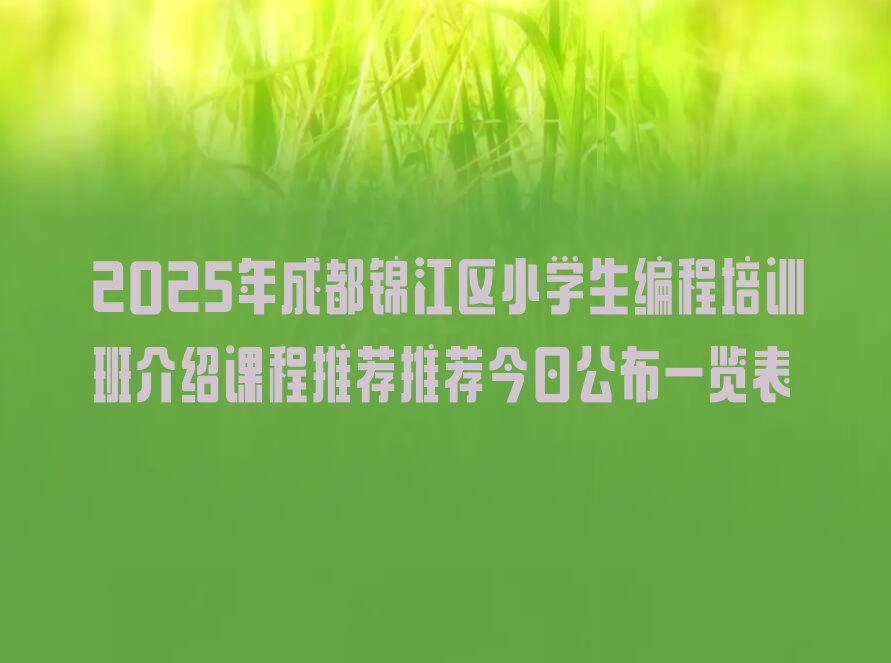 十大2025年成都锦江区小学生编程培训班介绍课程推荐推荐今日公布一览表排行榜