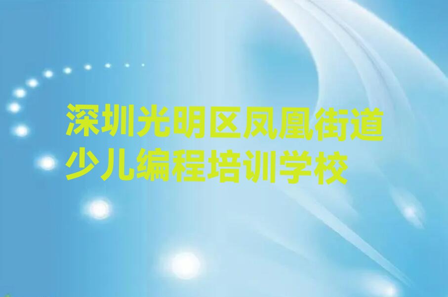 深圳光明区凤凰街道少儿编程培训学校