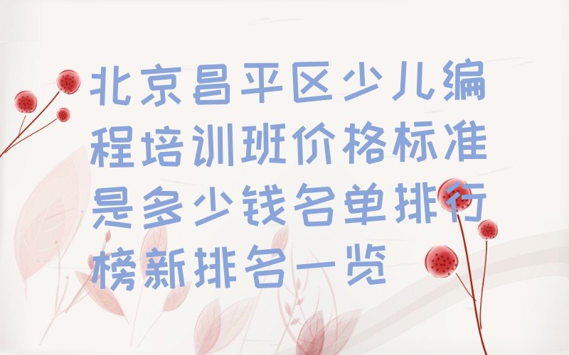 北京昌平区小汤山镇少儿编程培训学校