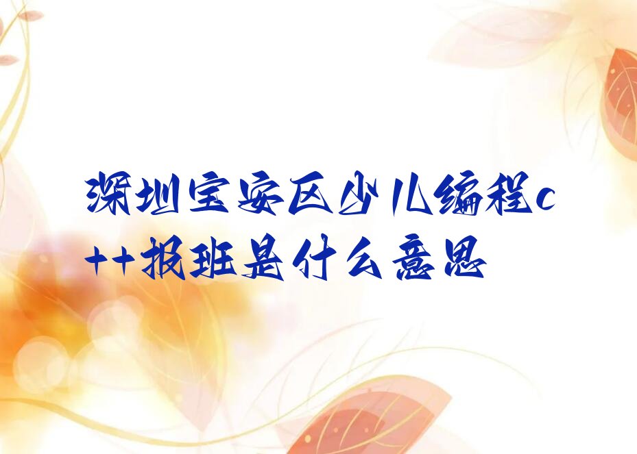 十大深圳宝安区少儿编程c++报班是什么意思排行榜