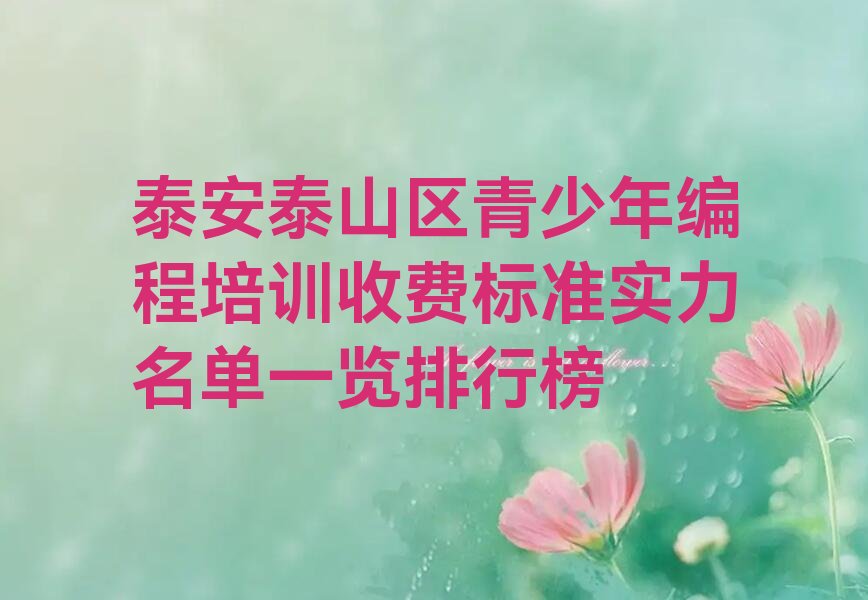 泰安泰山区少儿编程培训班