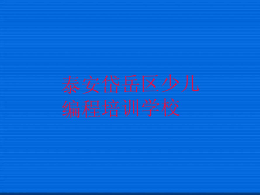 泰安岱岳区少儿编程培训学校