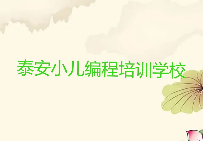 泰安小儿编程培训学校