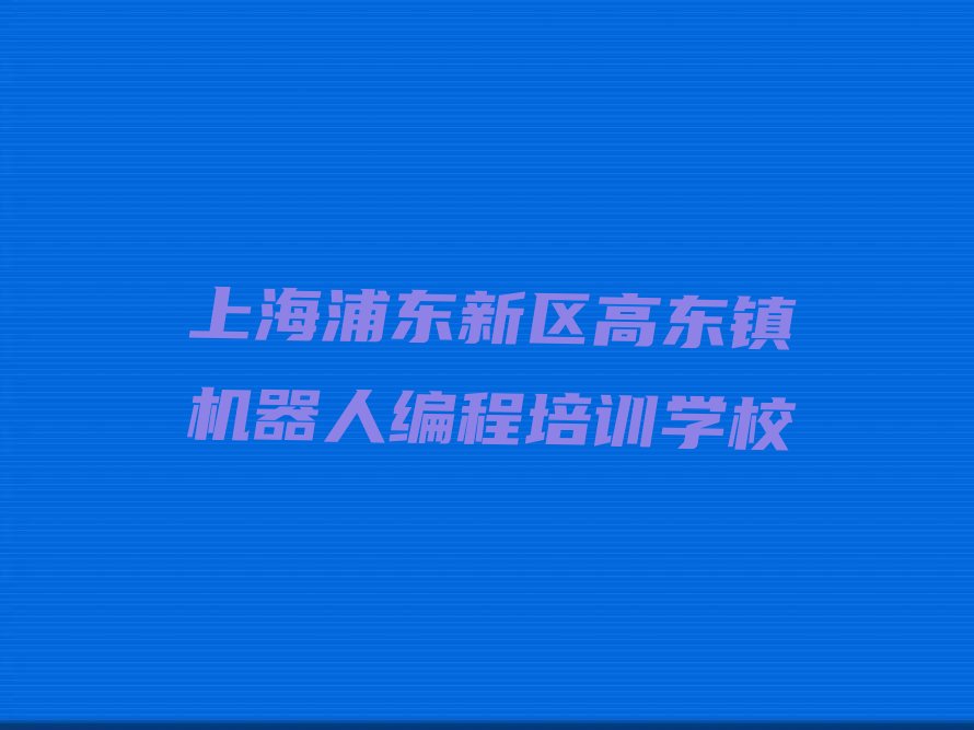 上海浦东新区高东镇机器人编程培训学校