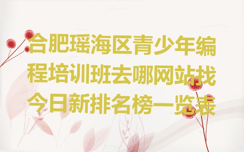 合肥瑶海区少儿编程培训
