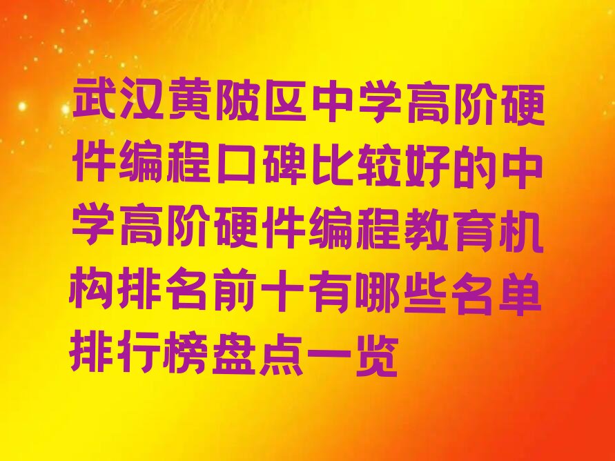 十大武汉黄陂区中学高阶硬件编程口碑比较好的中学高阶硬件编程教育机构排名前十有哪些名单排行榜盘点一览排行榜