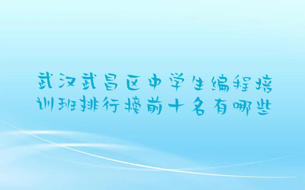 十大武汉武昌区中学生编程培训班排行榜前十名有哪些排行榜