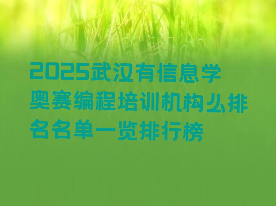 十大2025武汉有信息学奥赛编程培训机构么排名名单一览排行榜排行榜