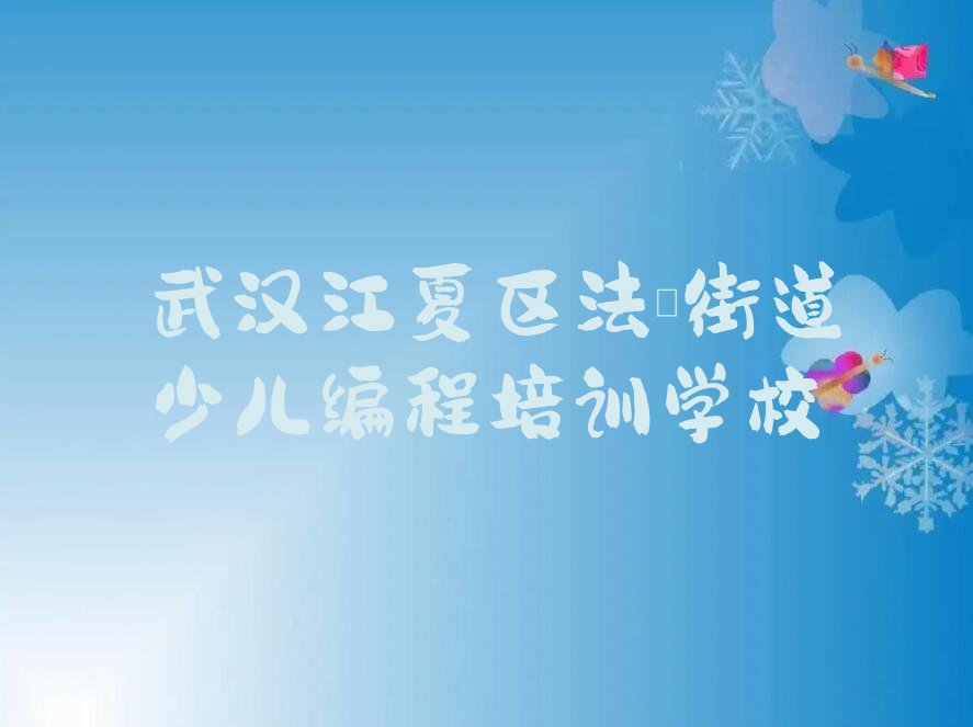 武汉江夏区法泗街道少儿编程培训学校