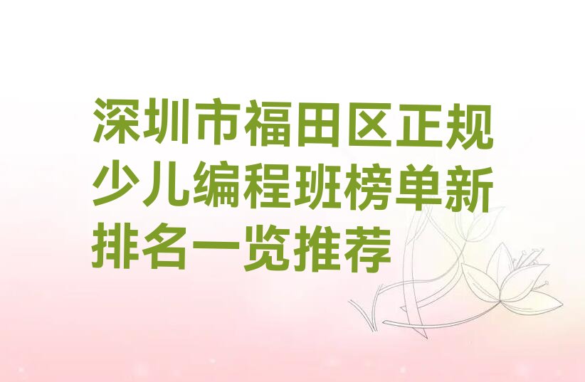 深圳福田区少儿编程培训中心