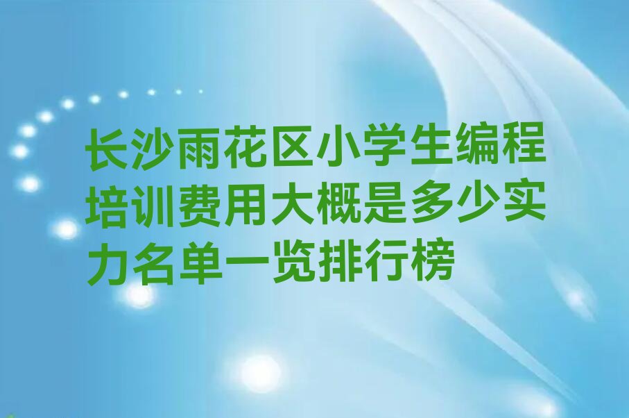 长沙雨花区小学生编程培训学校