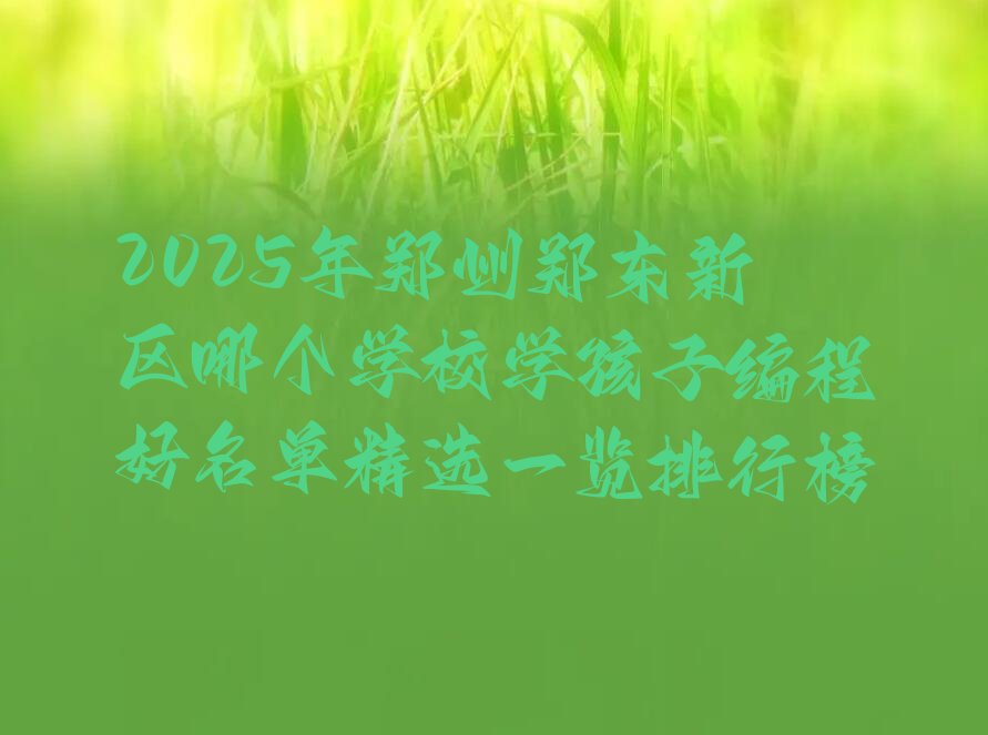 郑州郑东新区孩子编程培训学校