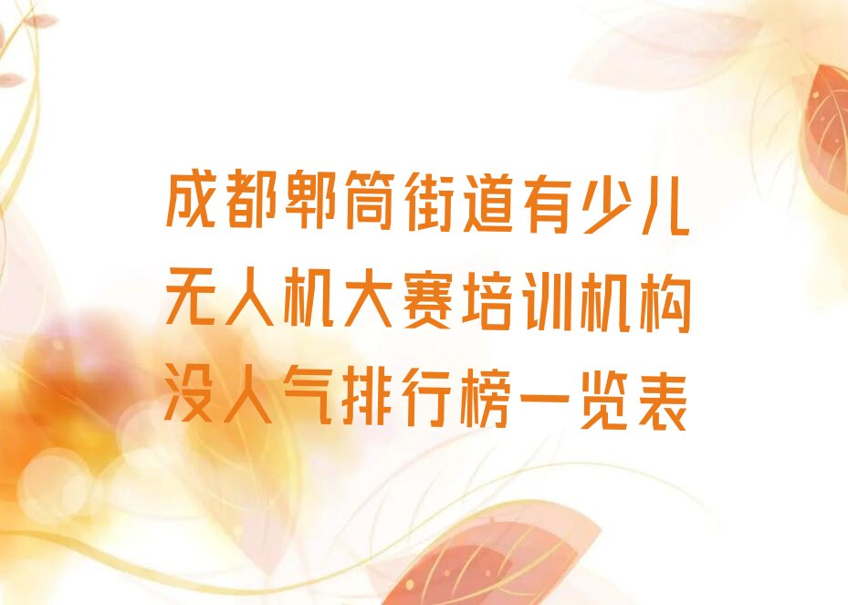 成都郫都区郫筒街道少儿无人机大赛培训学校