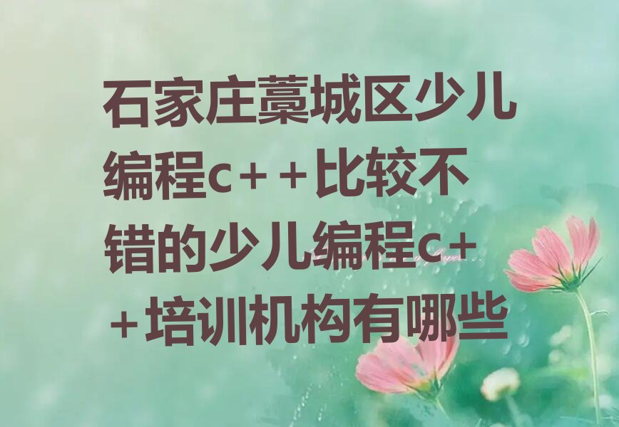 石家庄藁城区廉州镇少儿编程c++培训学校