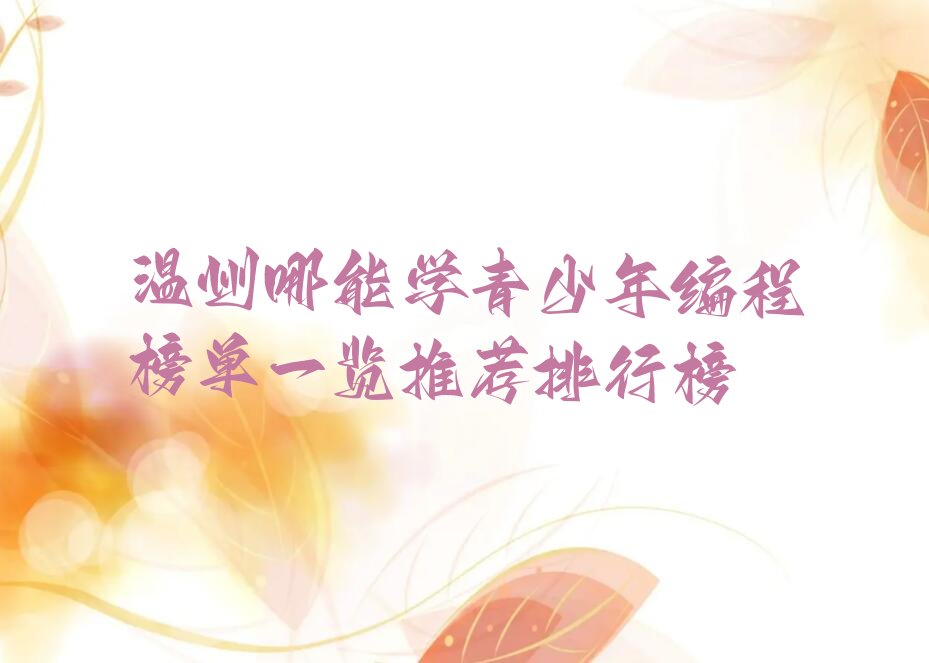 温州瓯海区少儿编程培训学校