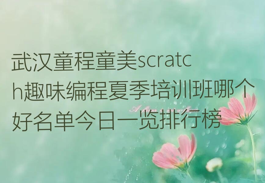武汉东西湖区柏泉街道scratch趣味编程培训学校