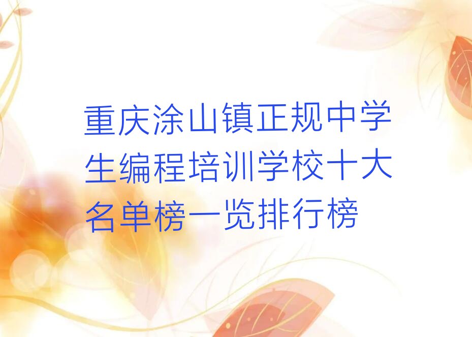 重庆南岸区中学生编程培训学校
