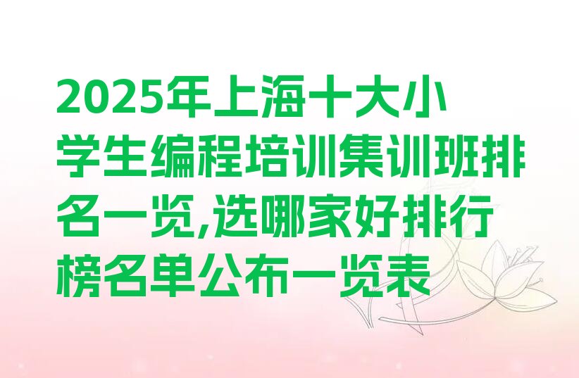 上海青浦区小学生编程培训学校