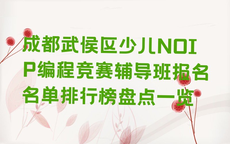 成都武侯区肖家河街道少儿NOIP编程竞赛培训学校
