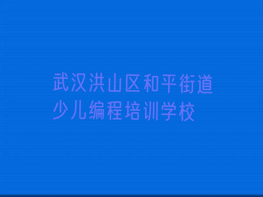武汉洪山区和平街道少儿编程培训学校