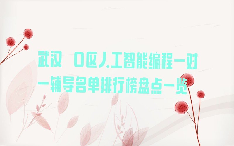 武汉硚口区人工智能编程培训学校