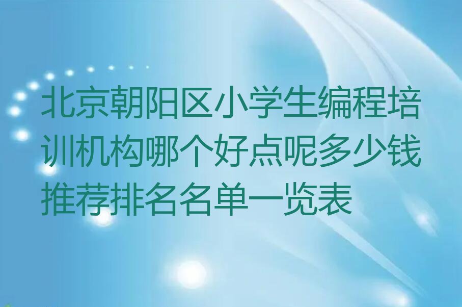 北京朝阳区和平街小学生编程培训学校