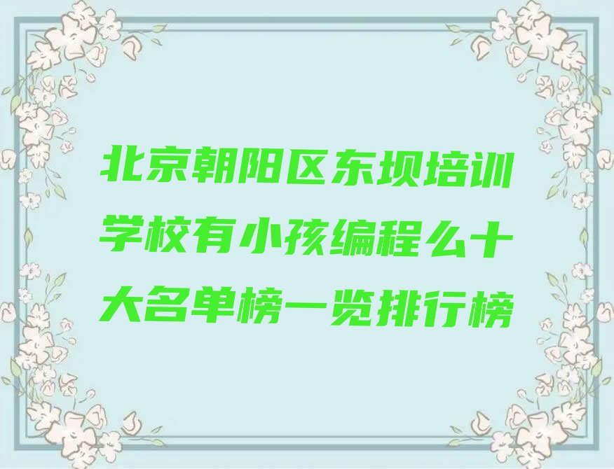 北京朝阳区少儿编程培训班