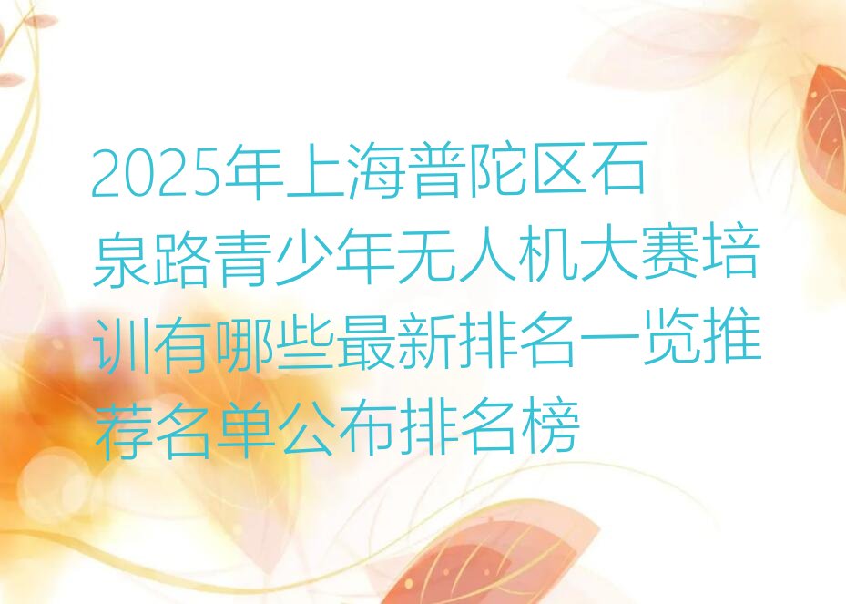 十大2025年上海普陀区石泉路青少年无人机大赛培训有哪些最新排名一览推荐名单公布排名榜排行榜