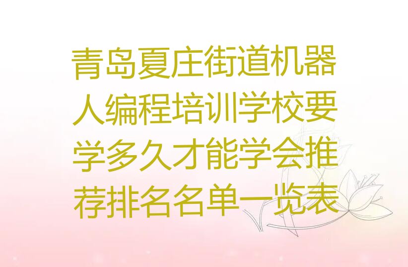 青岛城阳区机器人编程培训学校