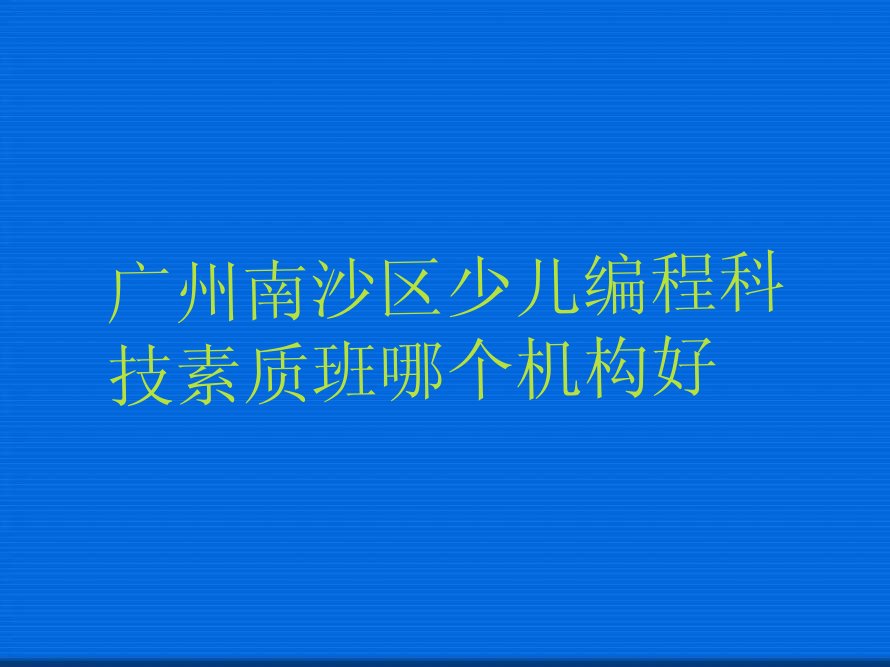广州南沙区少儿编程科技素质培训学校