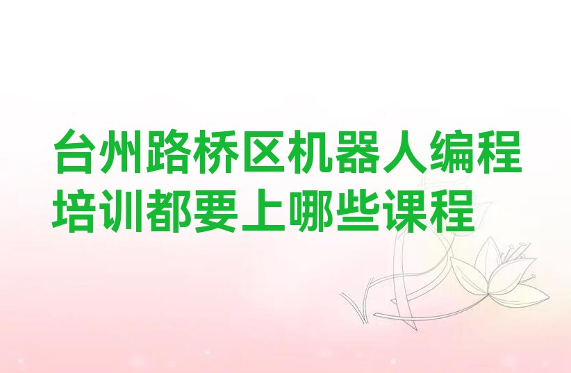 台州路桥区蓬街镇机器人编程培训学校
