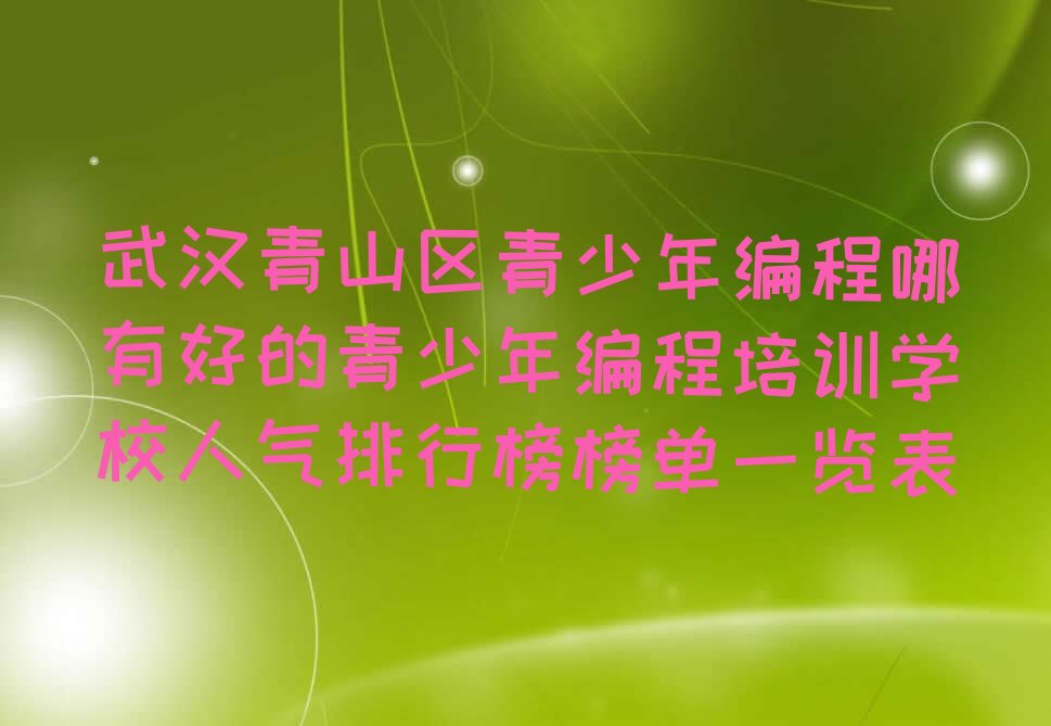 十大武汉青山区青少年编程哪有好的青少年编程培训学校人气排行榜榜单一览表排行榜