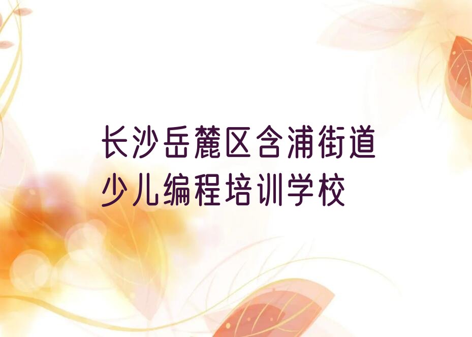 长沙岳麓区含浦街道少儿编程培训学校