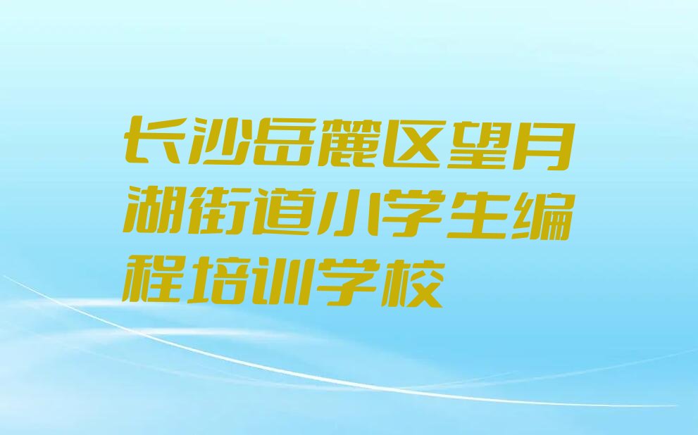 长沙岳麓区望月湖街道小学生编程培训学校
