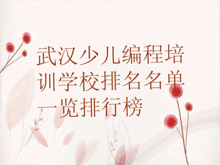 十大武汉少儿编程培训学校排名名单一览排行榜排行榜