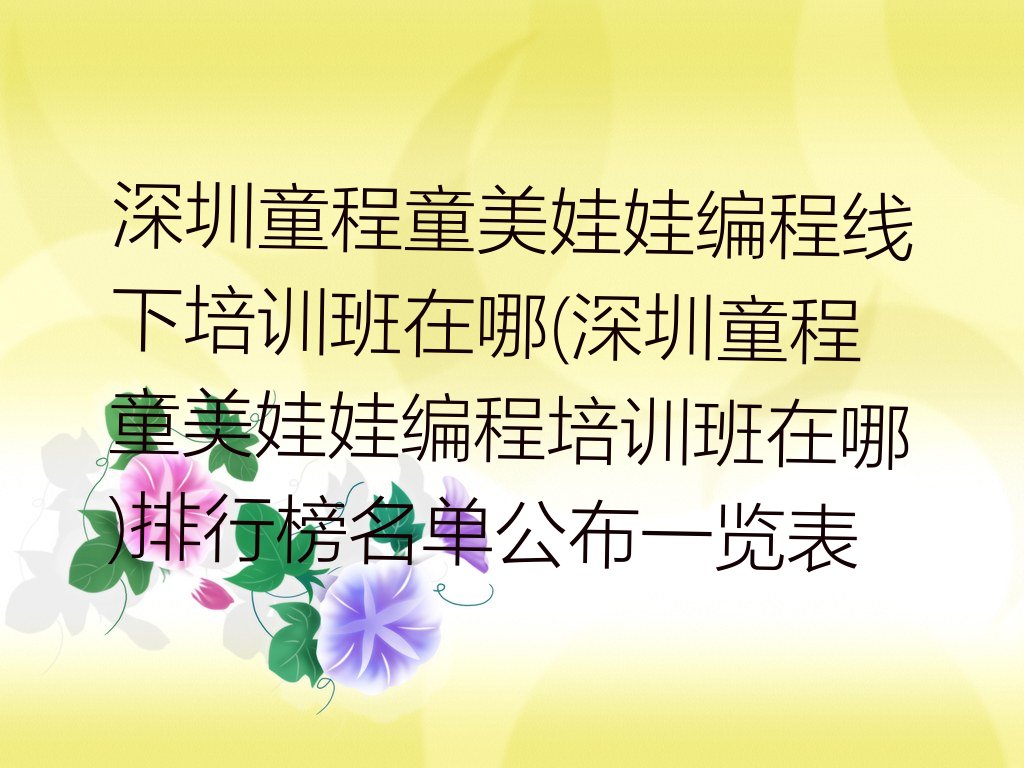 深圳少儿编程培训班