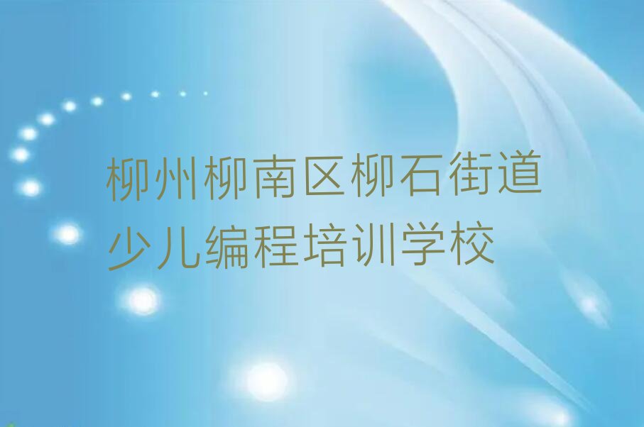 柳州柳南区柳石街道少儿编程培训学校