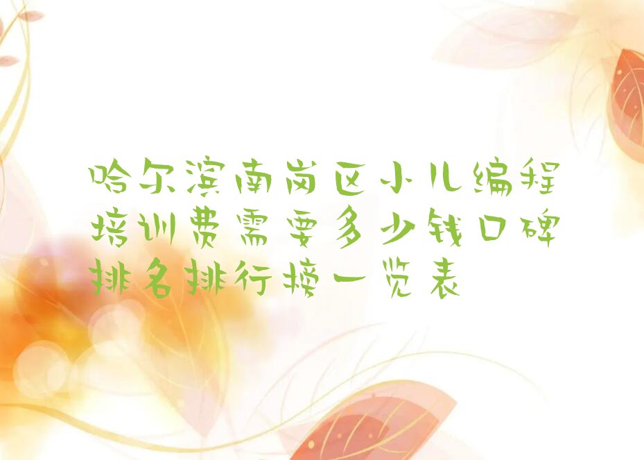 哈尔滨小儿编程培训学校