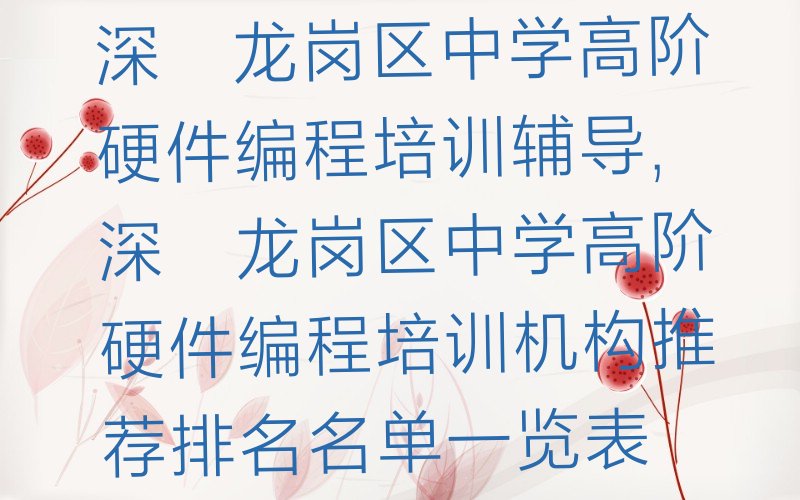 深圳龙岗区少儿编程培训
