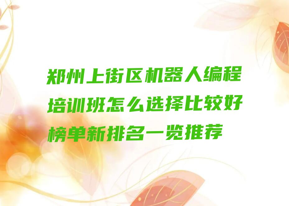 郑州上街区工业路机器人编程培训学校